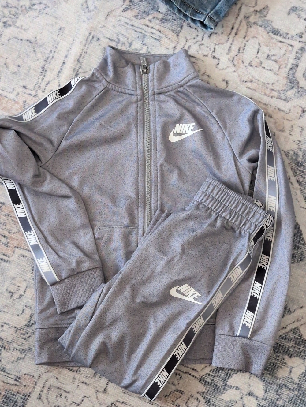 Nike Kids Gray Athletic Track Jacket and Pants Set
